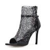 Sexy high heel sandals - glitter air mesh - with zipper - ankle lengthSandals
