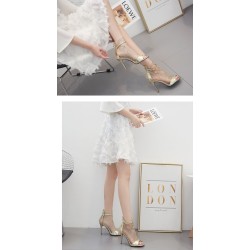 Sexy high heel sandals - glitter air mesh - with zipper - ankle lengthSandals