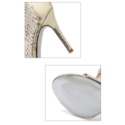 Sexy high heel sandals - glitter air mesh - with zipper - ankle lengthSandals