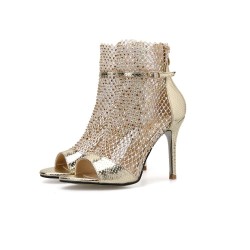 Sexy high heel sandals - glitter air mesh - with zipper - ankle lengthSandals