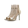Sexy high heel sandals - glitter air mesh - with zipper - ankle lengthSandals