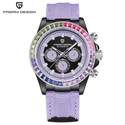 PAGANI DESIGN - mechanical / automatic watch - rainbow bezel - waterproof - leather / nylon strapWatches