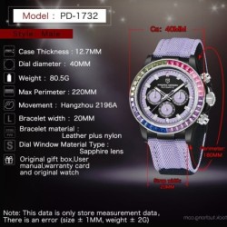 PAGANI DESIGN - mechanical / automatic watch - rainbow bezel - waterproof - leather / nylon strapWatches
