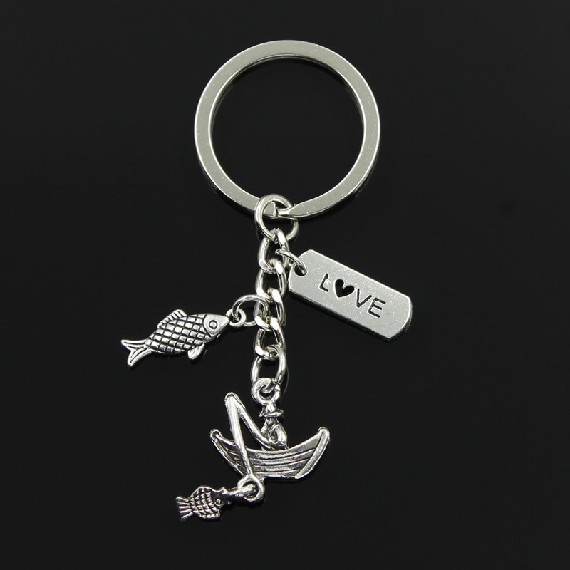 Fisherman boat - LOVE - fish pendants - keyringKeyrings