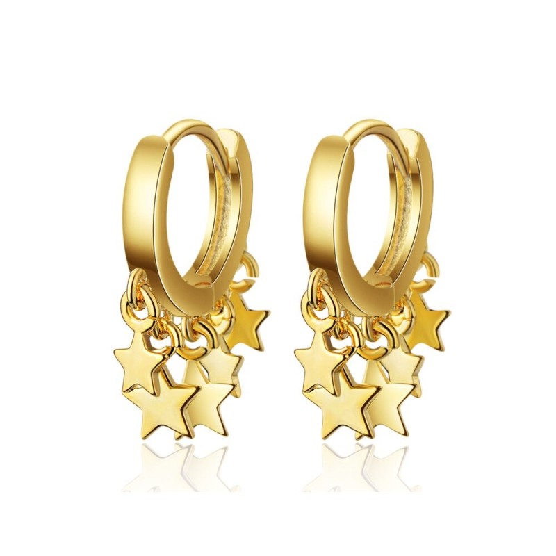 Silver / gold plated round earrings - with starsEarrings