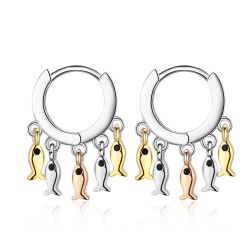 Small silver round earrings - dangle fishesEarrings