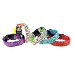 LED dog collar - safety night walk - colorful leopard printCollars & Leads