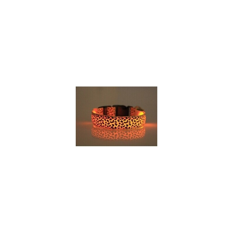 LED dog collar - safety night walk - colorful leopard printCollars & Leads