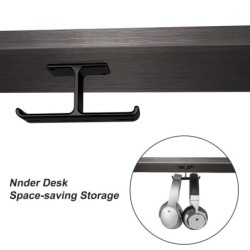 Headphone dual hanger - aluminum hook - under desk / wall mountedEar- & Headphones