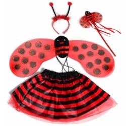 Girls costume - red ladybug - yellow bee - wings - headband - wand - skirtCostumes