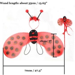 Girls costume - red ladybug - yellow bee - wings - headband - wand - skirtCostumes