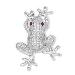 Silver crystal frog - vintage broochBrooches
