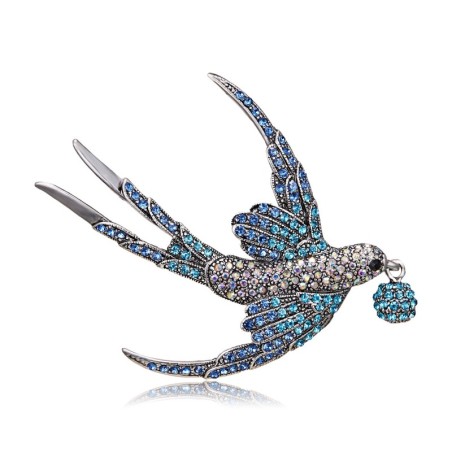 Colorful rhinestone bird - vintage broochBrooches