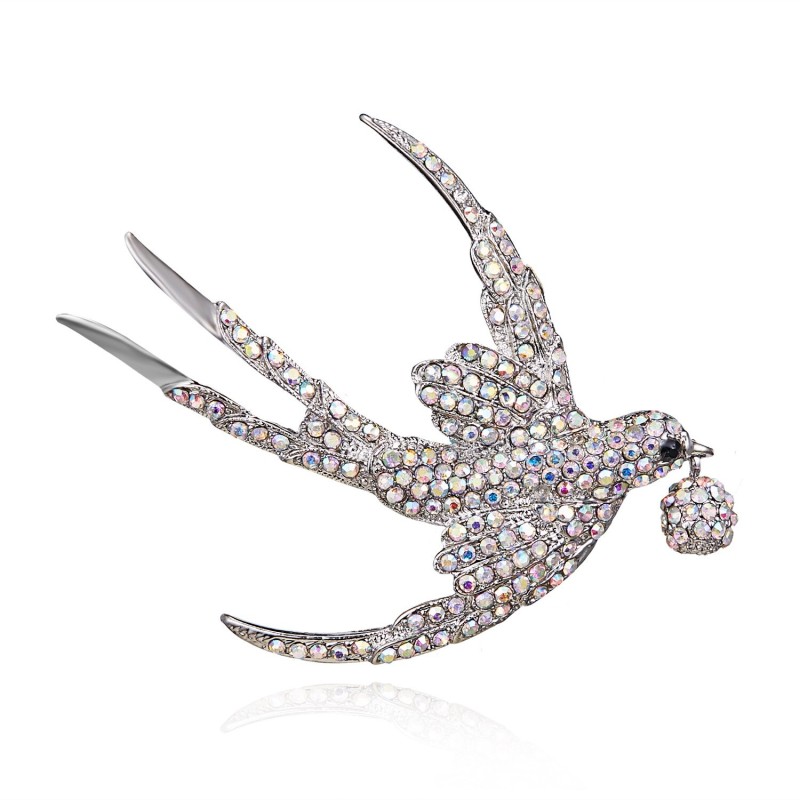 Colorful rhinestone bird - vintage broochBrooches