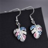 Silver dangle leaves earrings - colorful crystal opalEarrings