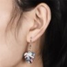 Silver dangle leaves earrings - colorful crystal opalEarrings
