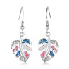 Silver dangle leaves earrings - colorful crystal opalEarrings