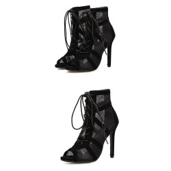 Sexy high heel sandals - ankle length pumps - hollow-out mesh - lace upSandals