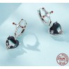 Round silver earrings - cross - black crystal dangle heart - 925 sterling silverEarrings