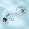 Round silver earrings - cross - black crystal dangle heart - 925 sterling silverEarrings