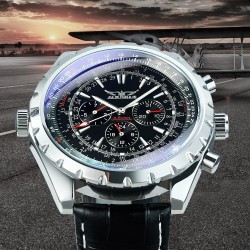JARAGAR - automatic mechanical watch - 3 sub-dial - leather strapWatches