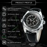 JARAGAR - automatic mechanical watch - 3 sub-dial - leather strapWatches