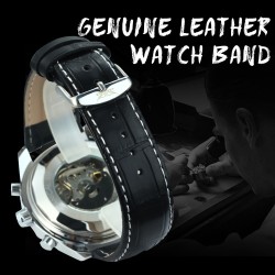 JARAGAR - automatic mechanical watch - 3 sub-dial - leather strapWatches