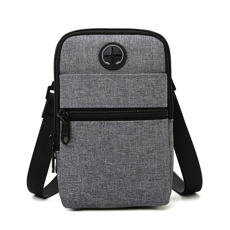 Small canvas shoulder bag - zippers - headphone holeBags