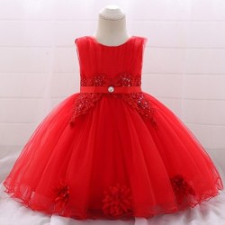 Flower lace dress - with bow - crystals - sequinsClothes