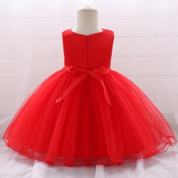 Flower lace dress - with bow - crystals - sequinsClothes