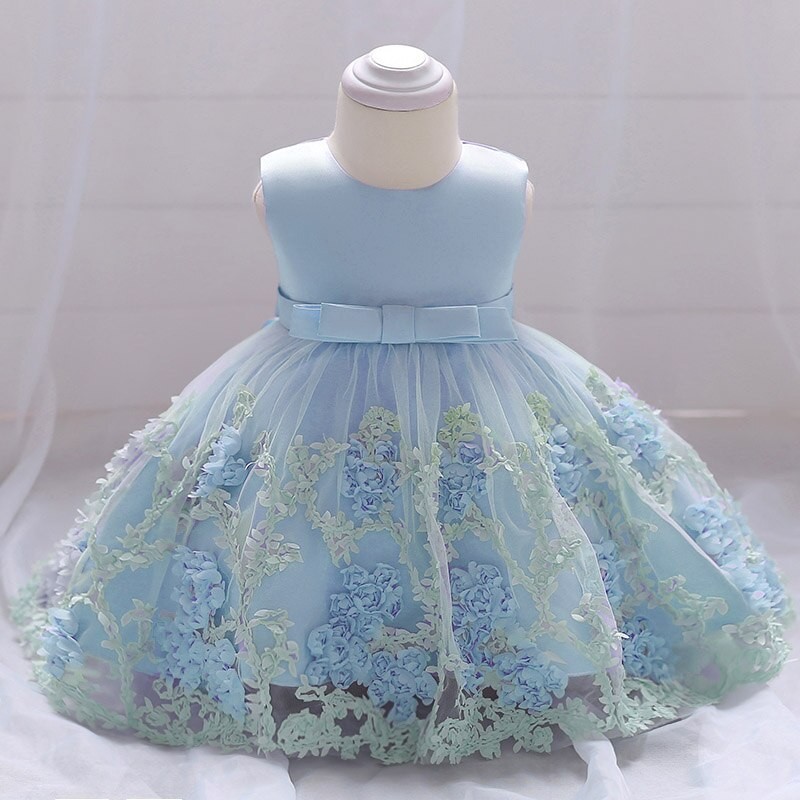 Elegant girls dress - flower chiffon - zipper - bowClothes