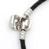 Leather bracelet - with metal charm bead - magnetic buckleBracelets