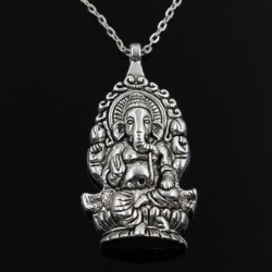 Ganesha Buddha Elephant pendant - silver necklaceNecklaces