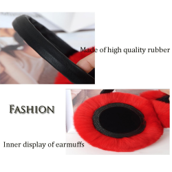 Warm earmuffs - with heart pattern - rabbit hairHats & Caps