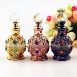 Vintage metal perfume bottle - with glass dropper - crystals - 15 mlPerfumes