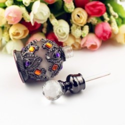 Vintage metal perfume bottle - with glass dropper - crystals - 15 mlPerfumes