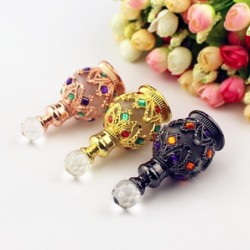 Vintage metal perfume bottle - with glass dropper - crystals - 15 mlPerfumes