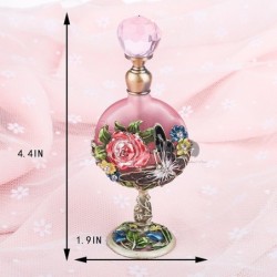 Vintage glass perfume bottle - pink roses pattern - 7 mlPerfumes
