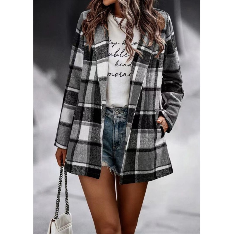 Trendy plaid jacket - short coatJackets