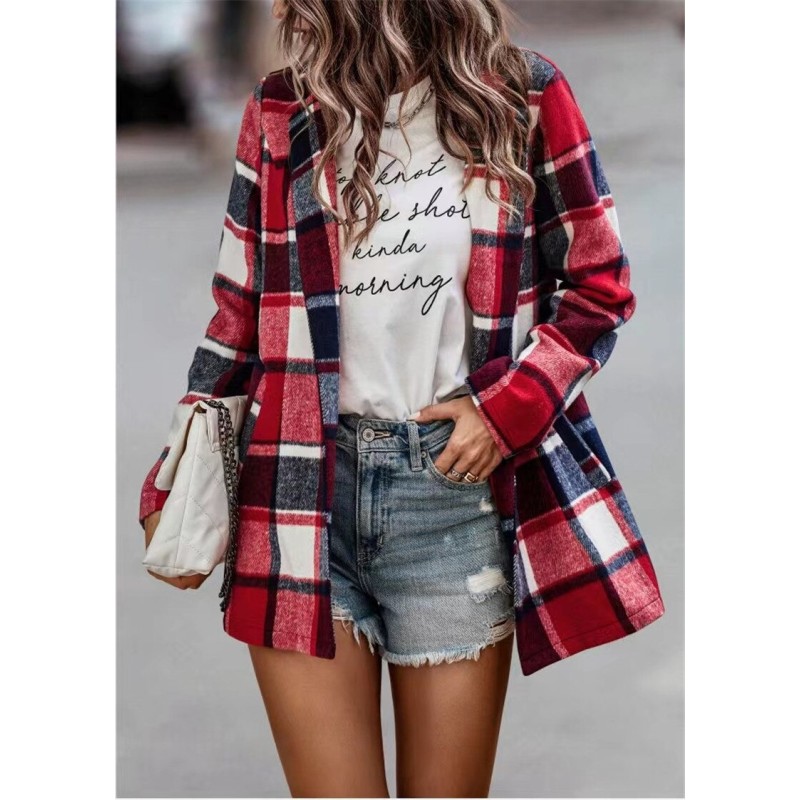 Trendy plaid jacket - short coatJackets