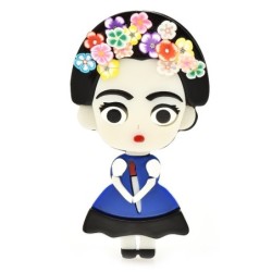 Mexican / African girl - acrylic broochBrooches