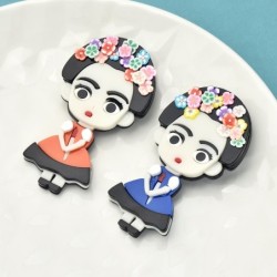Mexican / African girl - acrylic broochBrooches