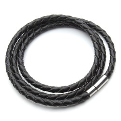 Genuine braided leather - bracelet with magnetic claspsBracelets