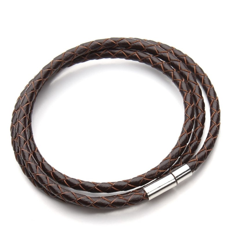 Genuine braided leather - bracelet with magnetic claspsBracelets