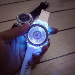 GENEVA - Quartz watch - crystals - silicone strap - with LED lightWatches