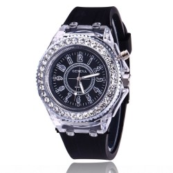 GENEVA - Quartz watch - crystals - silicone strap - with LED lightWatches