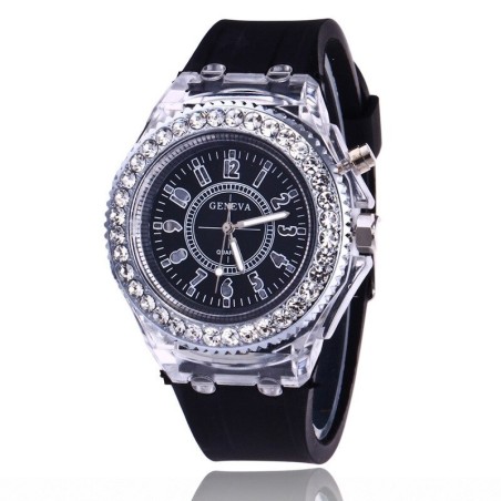 GENEVA - Quartz watch - crystals - silicone strap - with LED lightWatches