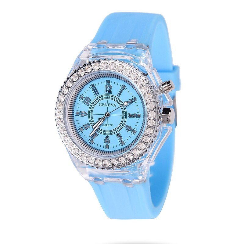 GENEVA - Quartz watch - crystals - silicone strap - with LED lightWatches