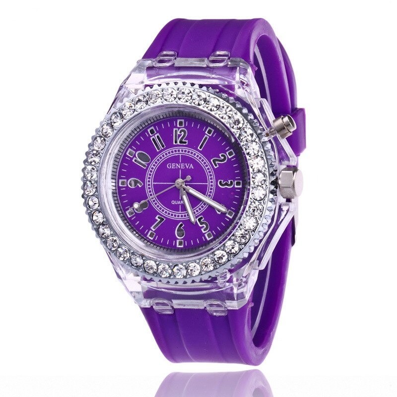 GENEVA - Quartz watch - crystals - silicone strap - with LED lightWatches
