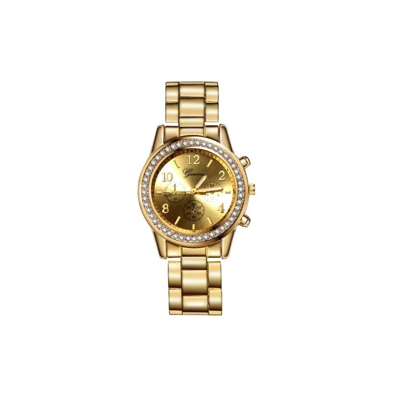 GENEVA - luxurious stainless steel watch - with rhinestones / braceletWatches